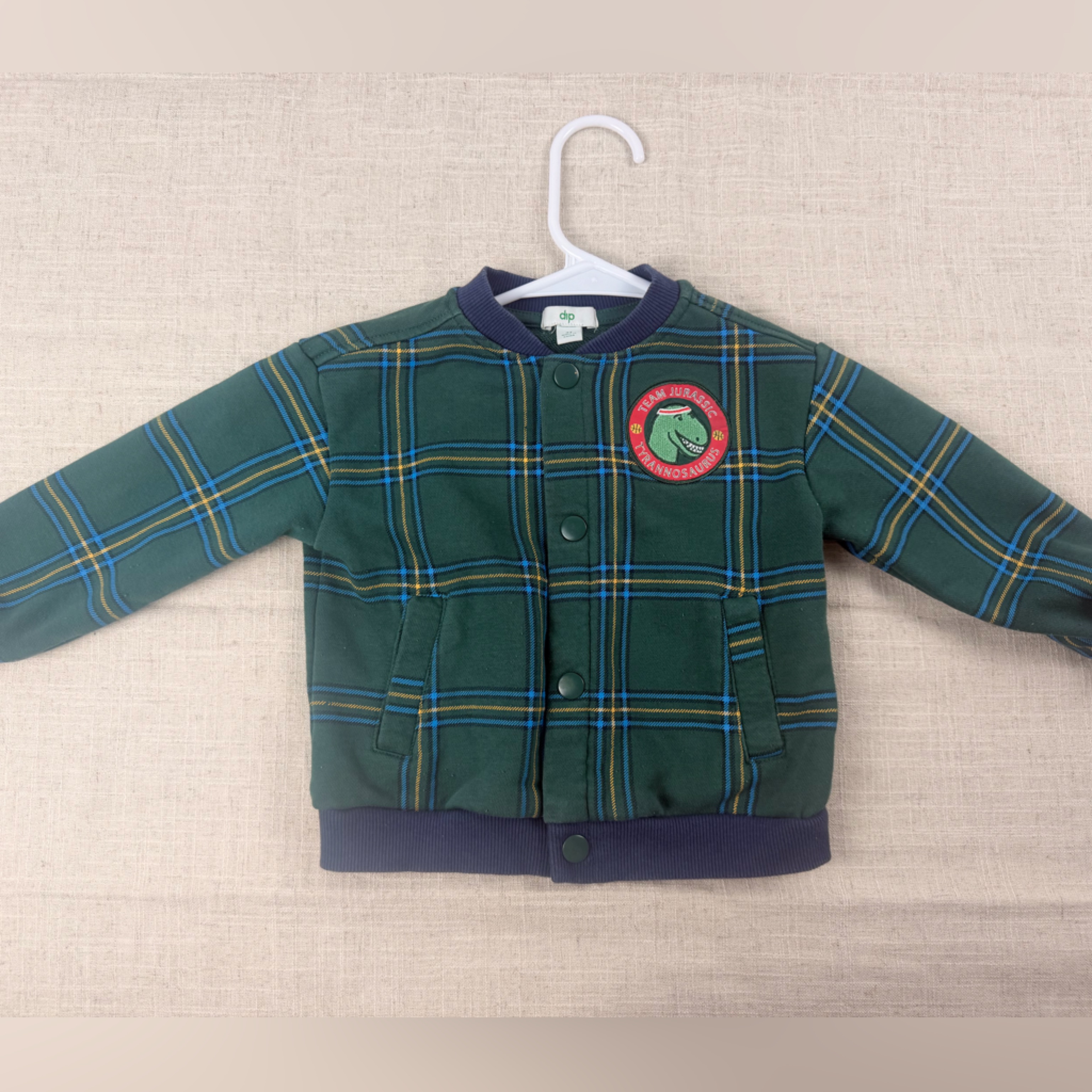 Dip Green And Blue Plaid Jacket For Kids